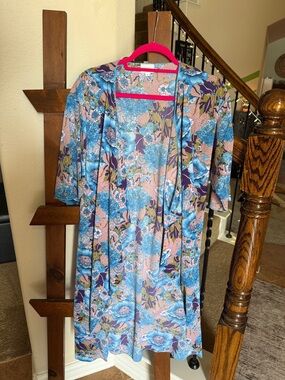 LuLaRoe Floral Kimono Coverup in Blue and Pink